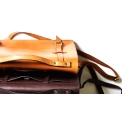 Коричневая кожаная сумка через плечо c ручкой и большим задним карманом Long River BC-010. Вид 4.