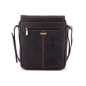 Маленькая кожаная сумка через плечо шоколадного цвета Visconti Link 16011 Oil brown mocca. Вид 3.