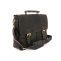 Коричневый кожаный портфель со стильными застежками и красивой ручкой Visconti Berlin 18716 oil brown. Вид 2.