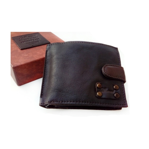 Кожаное портмоне коричневого цвета с клапаном на кнопке Ashwood Leather 1775 Brown