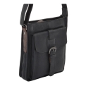 Черная маленькая сумка через плечо из кожи Ashwood Leather 4551 Black. Вид 2.