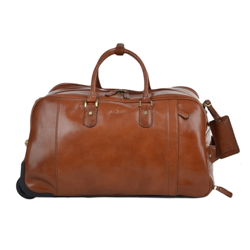 Объемная дорожная сумка из кожи орехового цвета Ashwood Leather Albert Chestnut Brown