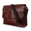 Коричневая кожаная сумка через плечо для документов и ноутбука Ashwood Leather Blake Chestnut. Вид 3.