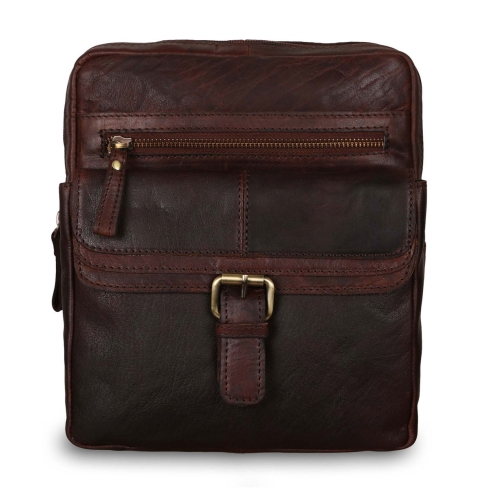 Коричневая сумка планшет из кожи с тремя Ashwood Leather G-33 Brandy