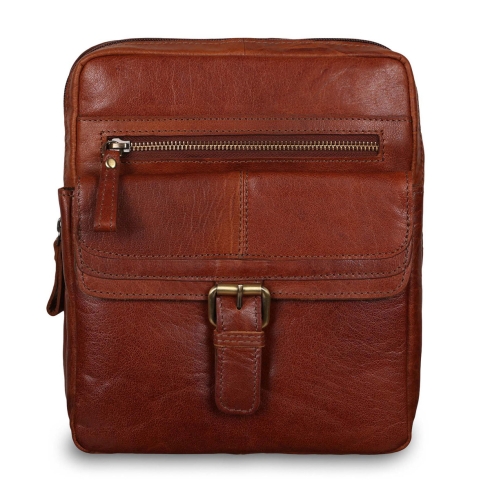Светло-коричневая кожаная сумка планшет на молнии Ashwood Leather G-33 Tan