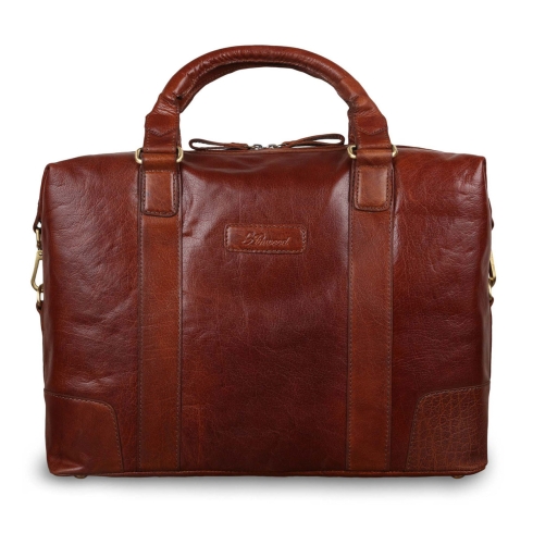 Деловая сумка из кожи коричневого цвета для документов и ноутбука Ashwood Leather G-34 Tan