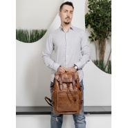 Кожаный рюкзак Carlo Gattini Volturno cognac brown 3004-03. Вид 7.