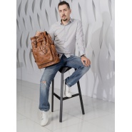 Кожаный рюкзак Carlo Gattini Volturno cognac brown 3004-03. Вид 9.