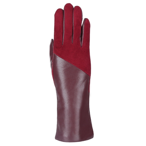 Перчатки из кожи с замшевой вставкой Fabretti 12.75-8 bordo