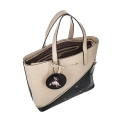 Черно-бежевая сумка из кожи с имитацией кармана Fiato Dream 1141-d167065. Вид 2.