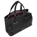 Вместительная кожаная сумка черного цвета с элегантной вставкой по бокам Fiato Dream 1235-d178460. Вид 3.