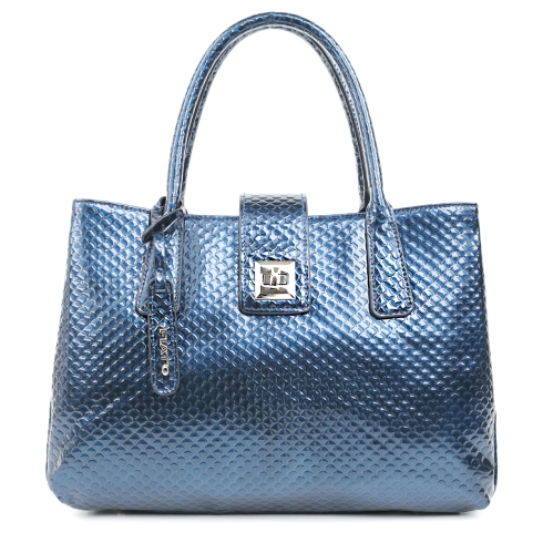 Синяя сумка из лаковой кожи с тиснением Fiato 5277
