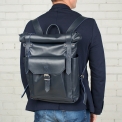 Кожаный рюкзак для ноутбука Lakestone Eliot Dark Blue. Вид 9.