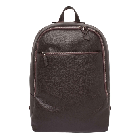 Кожаный мужской рюкзак для ноутбука Lakestone Faber Brown