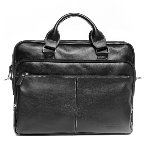 Кожаная деловая сумка для ноутбука Lakestone Glenroy Black