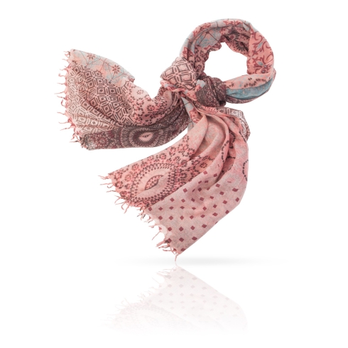 Розовый палантин из мягкой шерсти с узором Michel Katana W-EURO.TILE/TAUPE