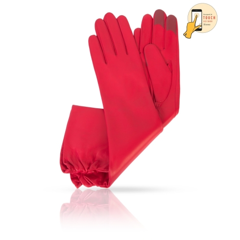 Длинные сенсорные перчатки из красной кожи Michel Katana i.K81-ASTRA_26/F.RED