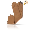 Длинные сенсорные перчатки из коричневой кожи Michel Katana i.K81-OPERA_26/PERL.BR