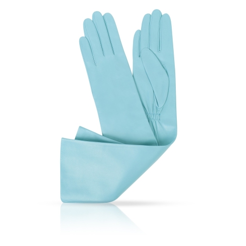 Длинные голубые перчатки из кожи Michel Katana K81-OPERA_26/AZUR