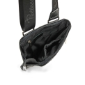 Черная маленькая кожаная сумка с текстильным наплечным ремнем Pellecon 102-855-1. Вид 3.