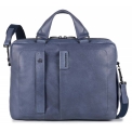 Кожаная деловая сумка синего цвета для документов и ноутбука Piquadro CA1903P15/BLU3