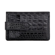 Черная кредитница из кожи с тиснением Sergio Belotti 7401 croco black. Вид 3.