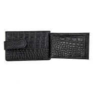 Черная кредитница из кожи с тиснением Sergio Belotti 7401 croco black. Вид 5.