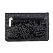 Черная кредитница из кожи с тиснением Sergio Belotti 7401 croco black. Вид 6.