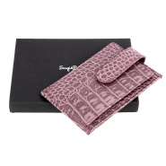 Кредитница из кожи с тиснением Sergio Belotti 7401 croco pink. Вид 2.