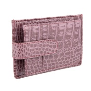 Кредитница из кожи с тиснением Sergio Belotti 7401 croco pink. Вид 3.