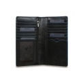 Большой кошелек из черной кожи с голубой отделкой Visconti ALP88 Black. Вид 4.