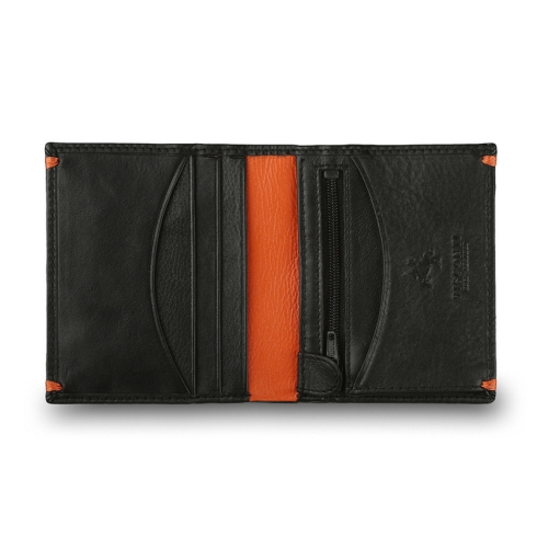 Кожаное портмоне небольшого размера выполненное Visconti AP61 Black/Orange