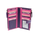 Кожаный кошелек с множеством карманов для пластиковых карт Visconti RB100 Berry Multi
