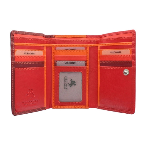 Красный кожаный кошелек с яркими вставками Visconti RB43 Red Multi