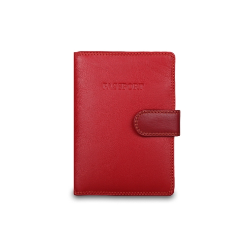 Красная обложка для паспорта из матовой плотной кожи Visconti RB75 Red Multi