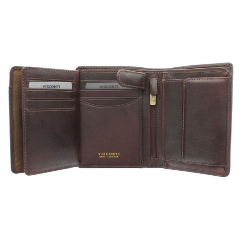 Кожаное портмоне коричневого цвета с фирменным оттиском Visconti TSC44 Brown