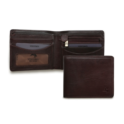 Раскладное портмоне с монетницей под кармашками Visconti TSC46 Brown